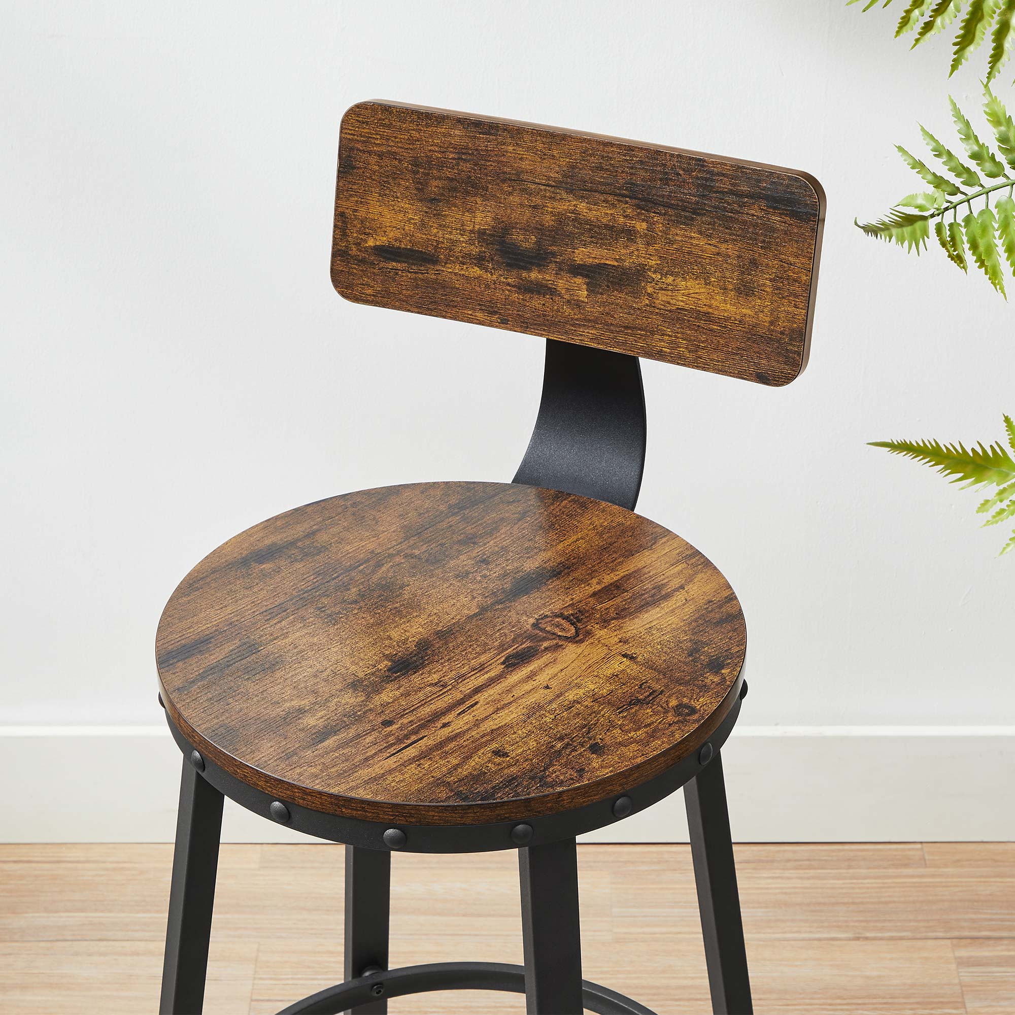 Barstolar - uppsättning av 2 - industriell design - vintage brun / svart