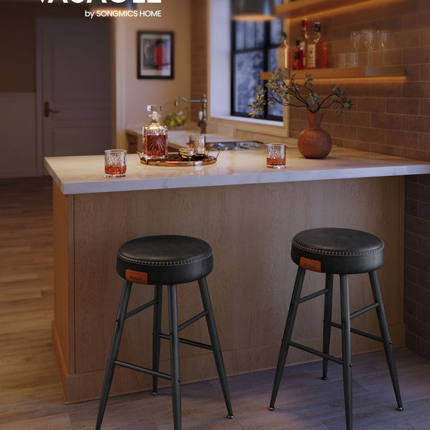 Barstol set om 2 – lätt att montera – svart