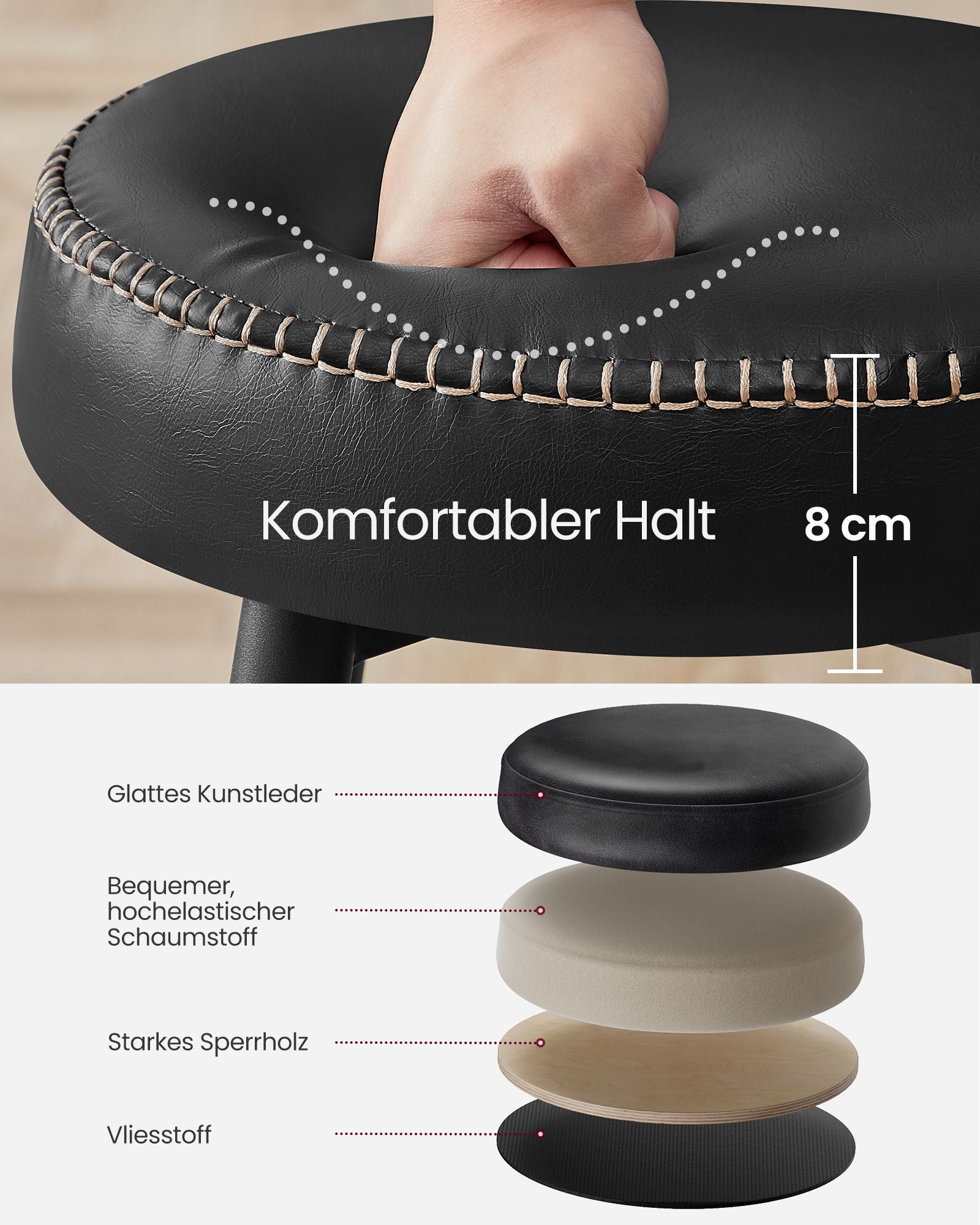 Ekho Collection - Barstol - Uppsättning av 2 - Lätt att montera - 63 cm hög