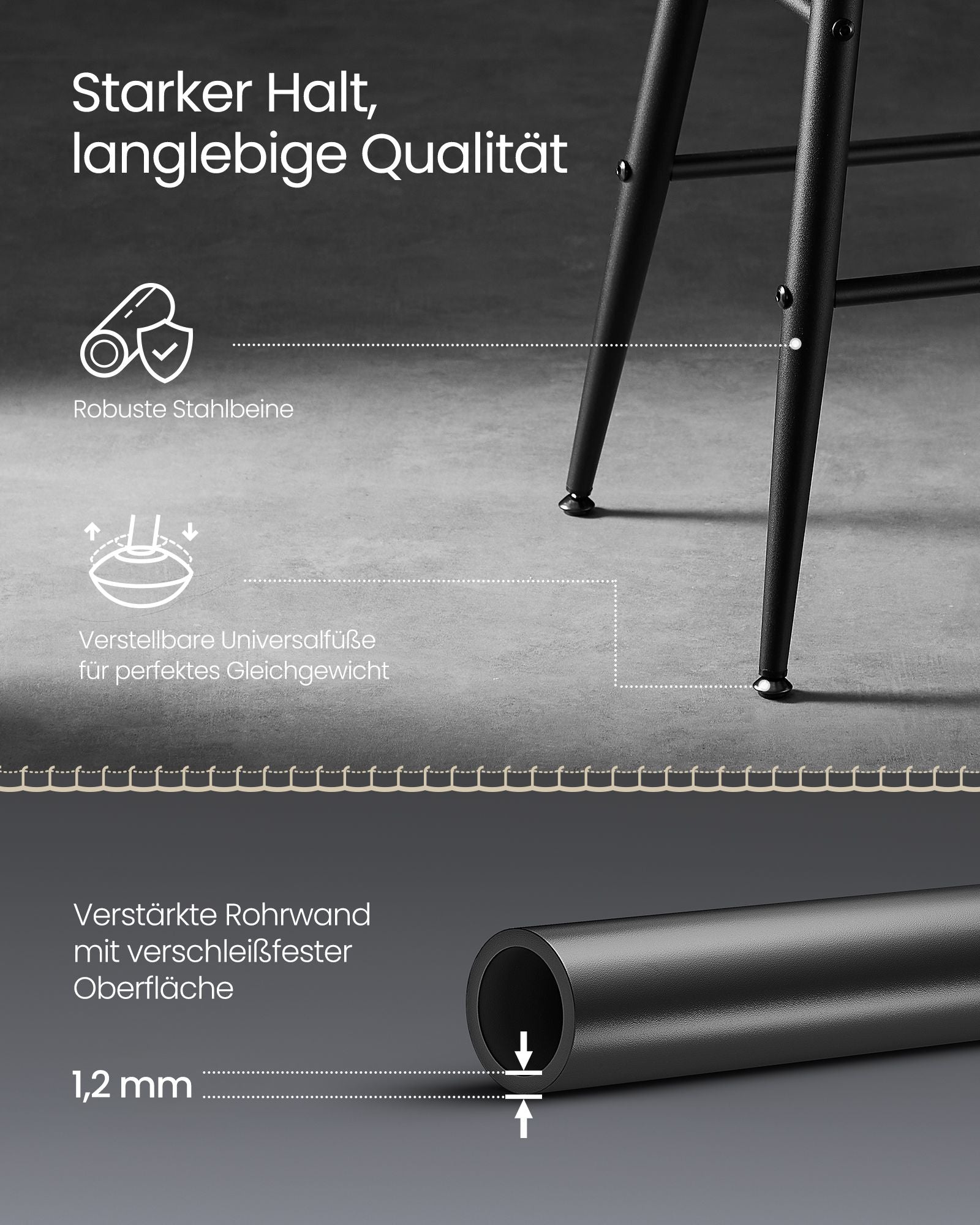 Barstolar Set om 2 – Industriell design – Ink Black