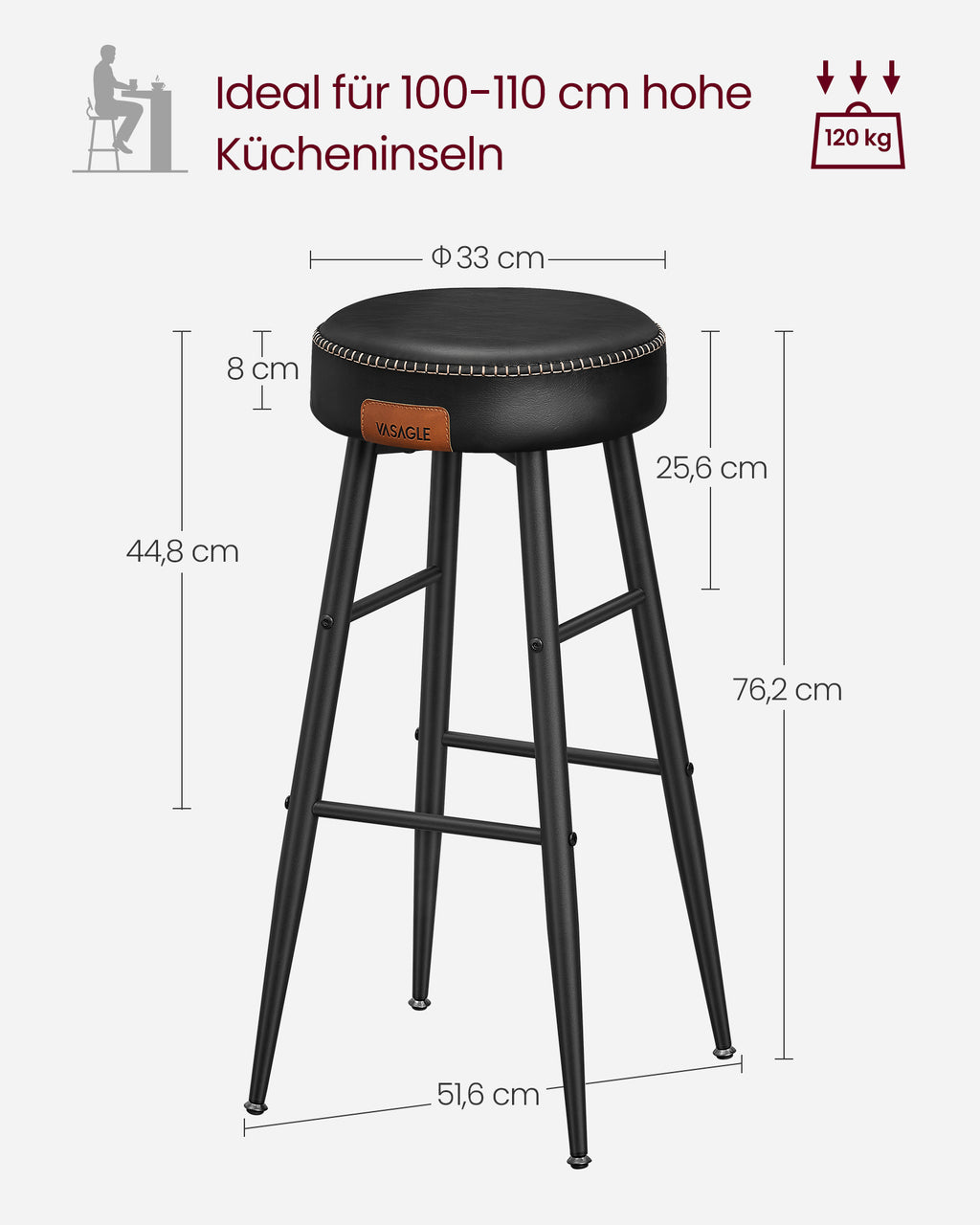 Ekho Collection - Barstol - Uppsättning av 2 - Basic Black