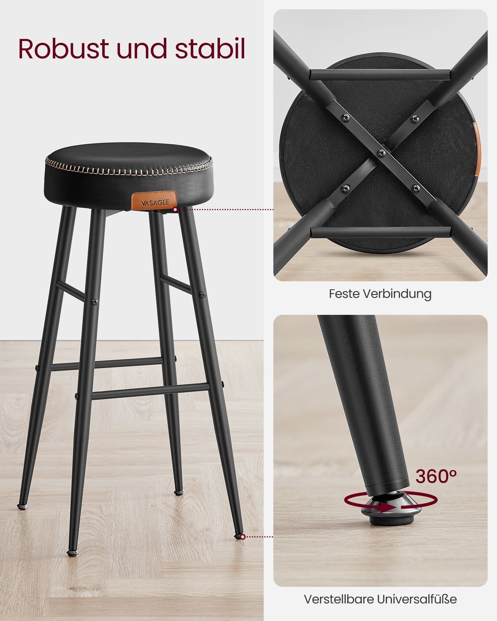 Barstolar – Set om 2 – Industriell design – Ink Black