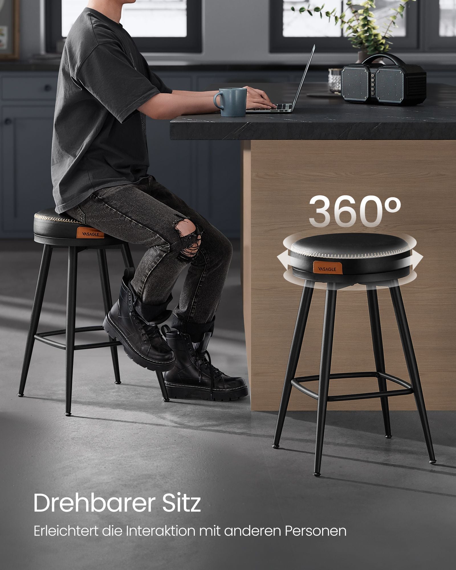 Barstolsuppsättning med 2 65 cm hög bläck