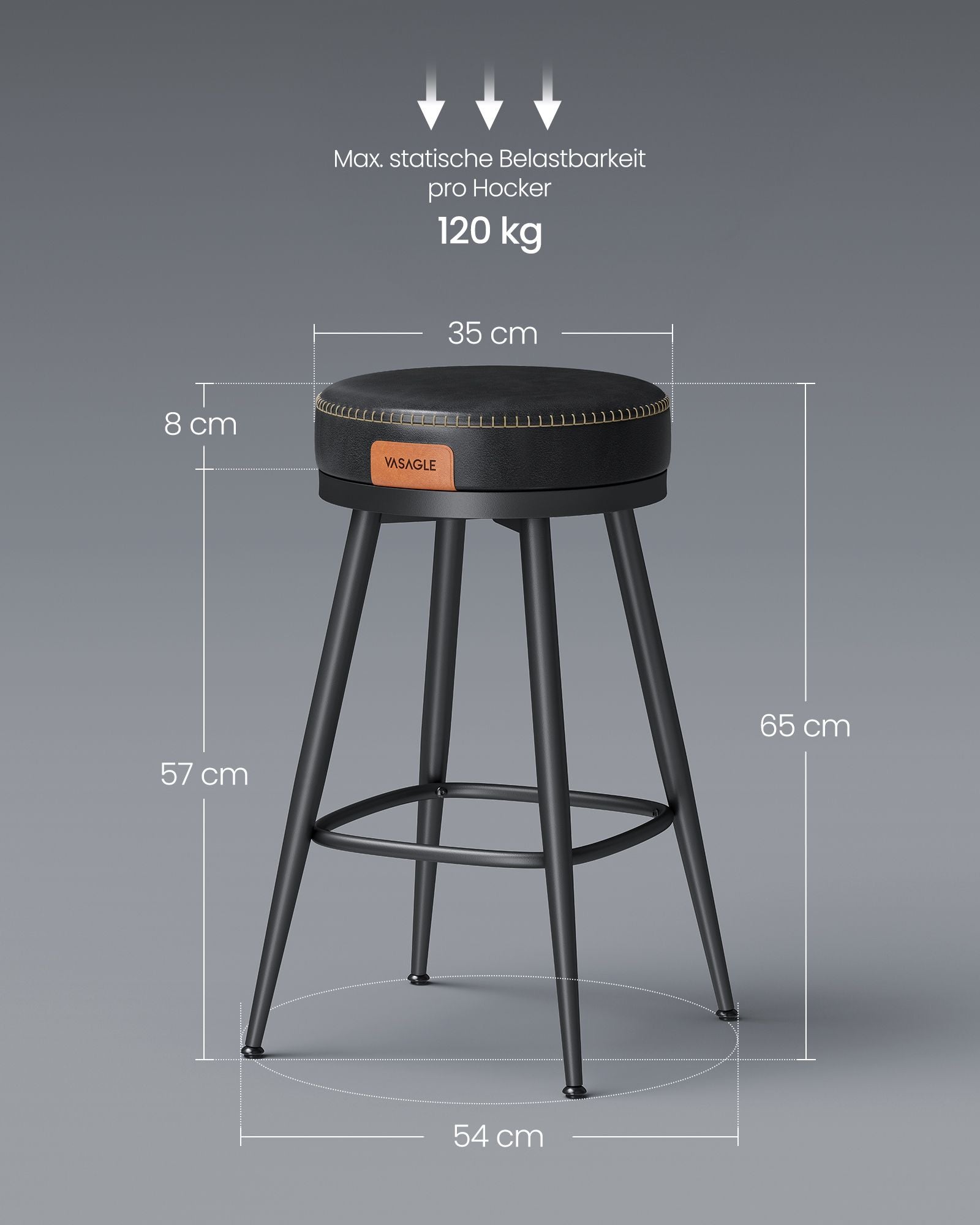 Barstolsuppsättning med 2 65 cm hög bläck