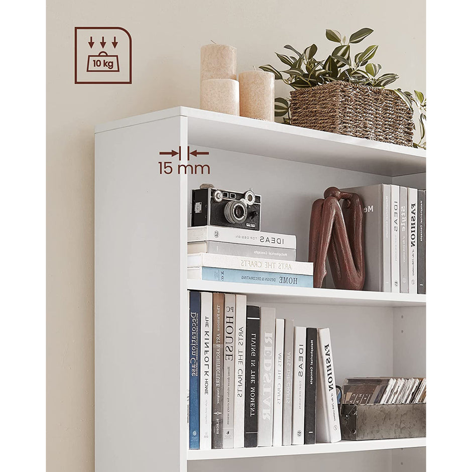 Bokhylla – 4 nivåer – Justerbara hyllor – Vit