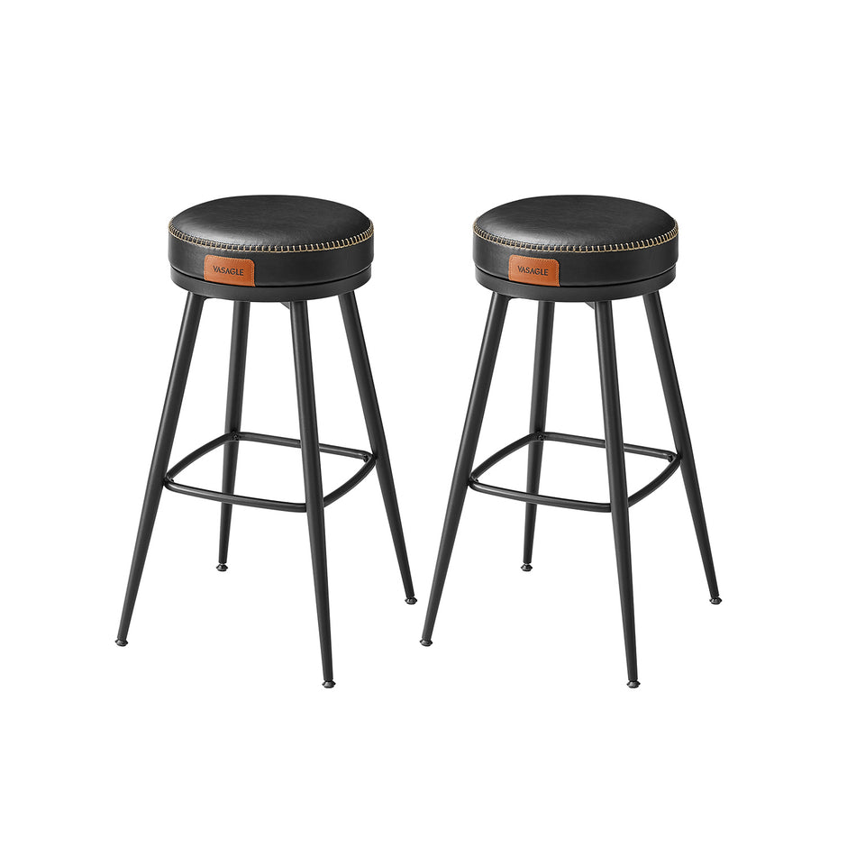 Barstol Set om 2 – Höjd 76 cm – Stål – Bläcksvart