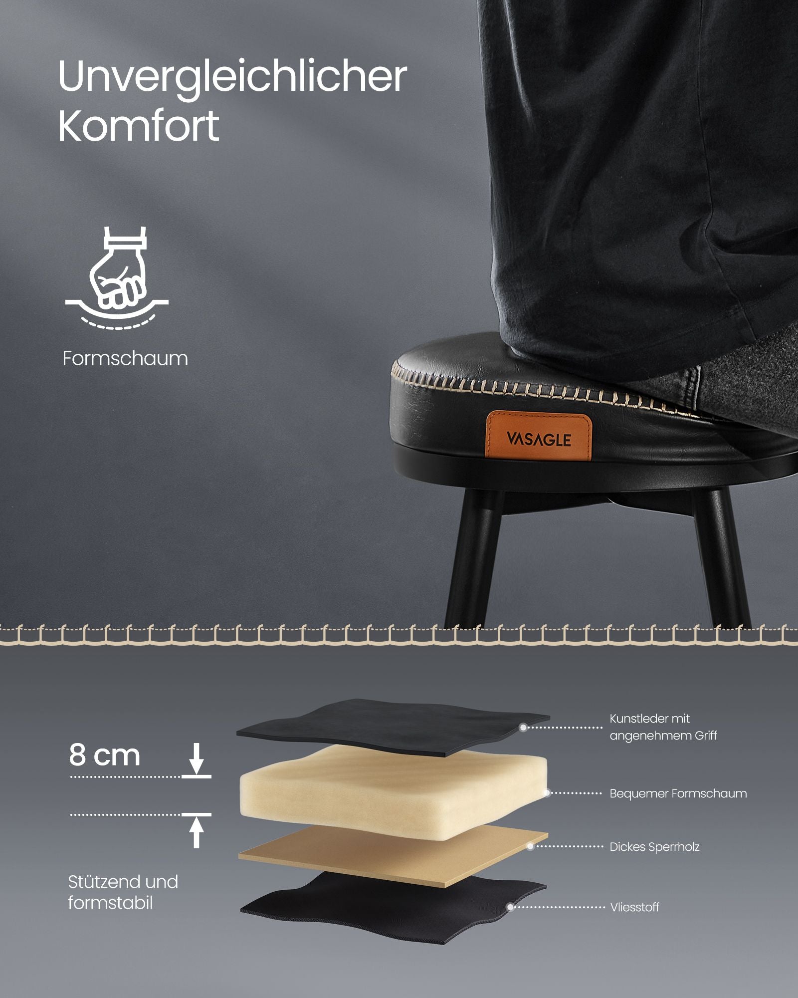 Barstol Set om 2 – Höjd 76 cm – Stål – Bläcksvart