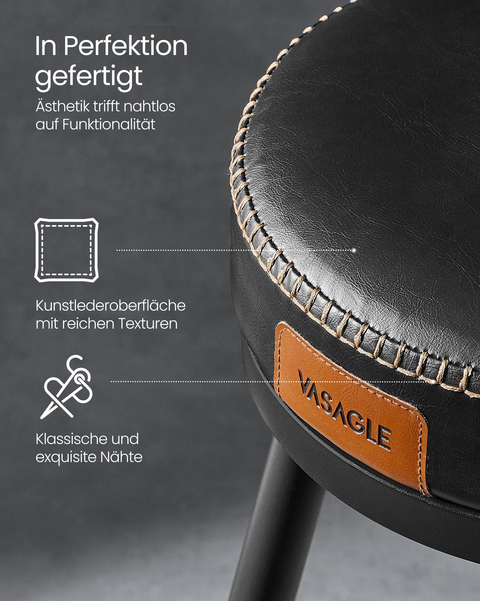 Barstol Set om 2 – Höjd 76 cm – Stål – Bläcksvart