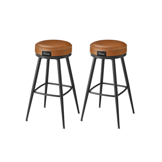 Barstol Set om 2 – Höjd 76 cm – Karamellbrun