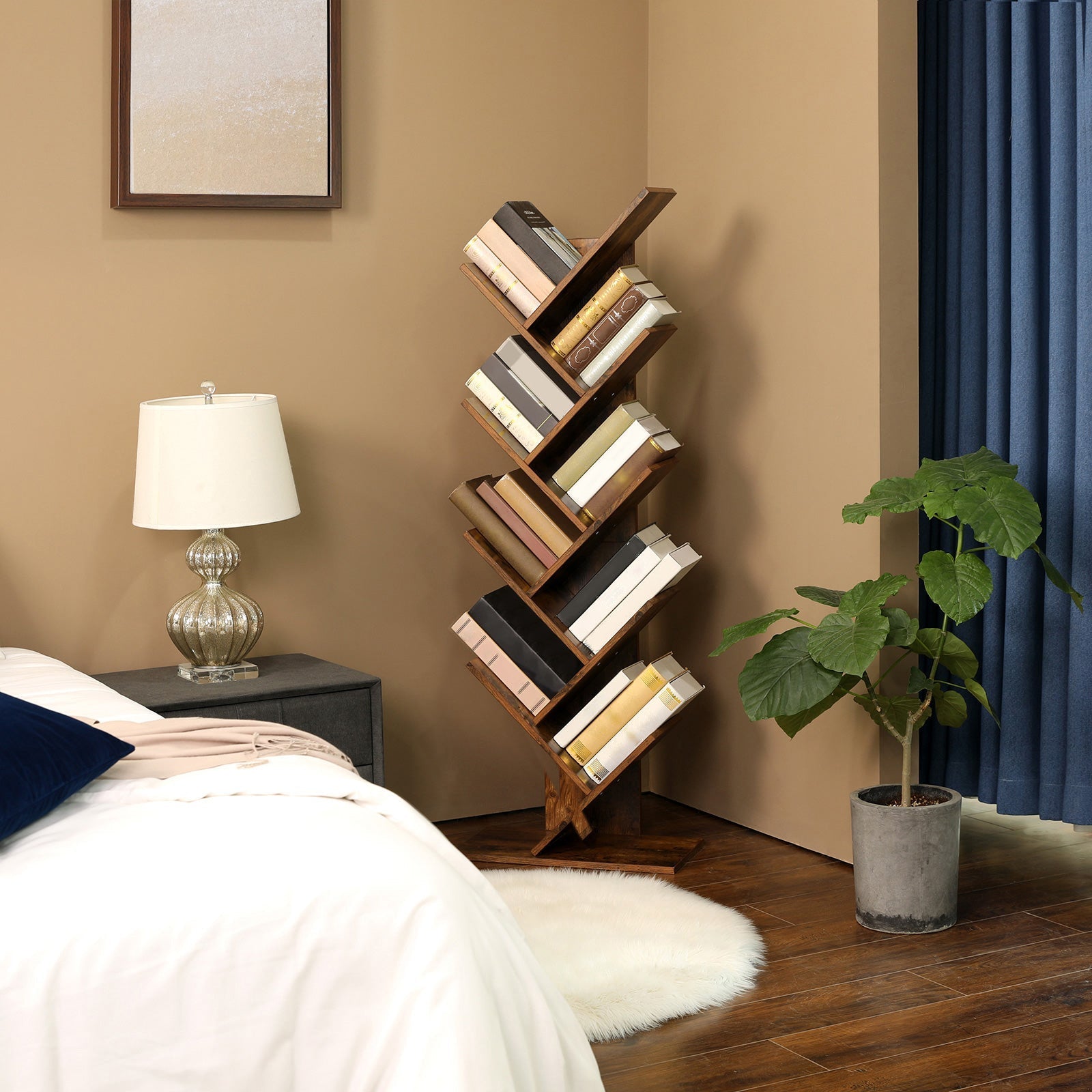 Bokhylla - 8 nivåer - Standing Plank - Book Rack - Brown