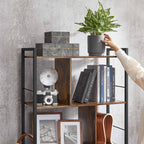 Bokhylla - Kontorsskåp - Öppna fack - med 5 nivåer - Metal Frame - Brown Black