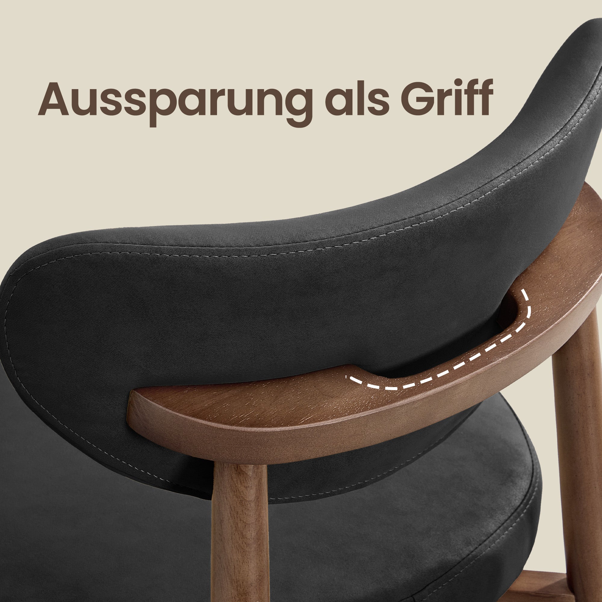 Barkruk - 2-Delige Set met Rugleuning en Houten Poten - Zwart - 50 x 51,5 x 95,5 cm