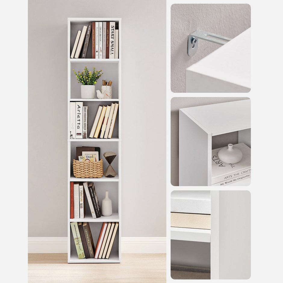 Bokhylla – Skandinavisk design – 6 nivåer – Vit