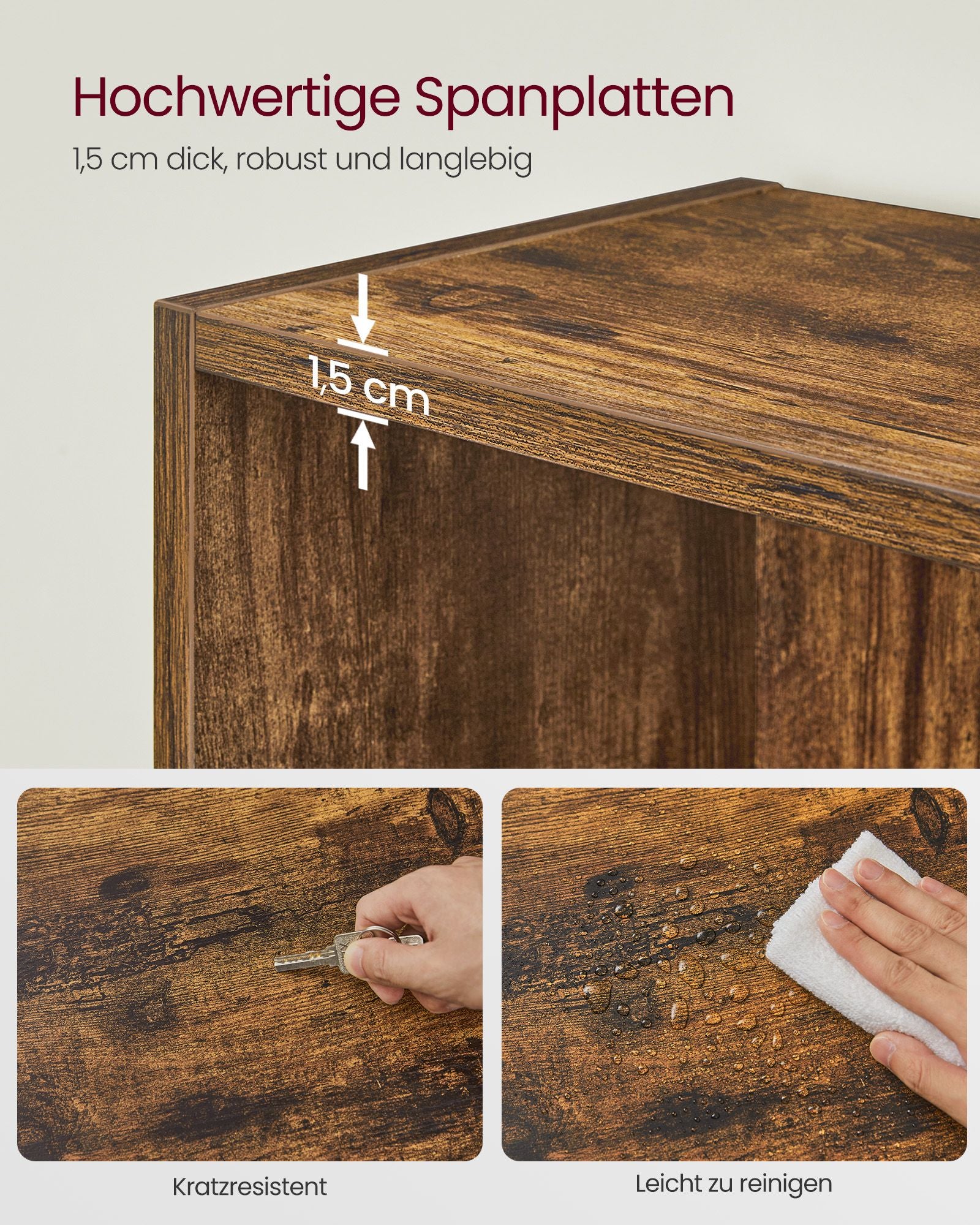 Bokhylla - med 10 fack - Vintage Brown