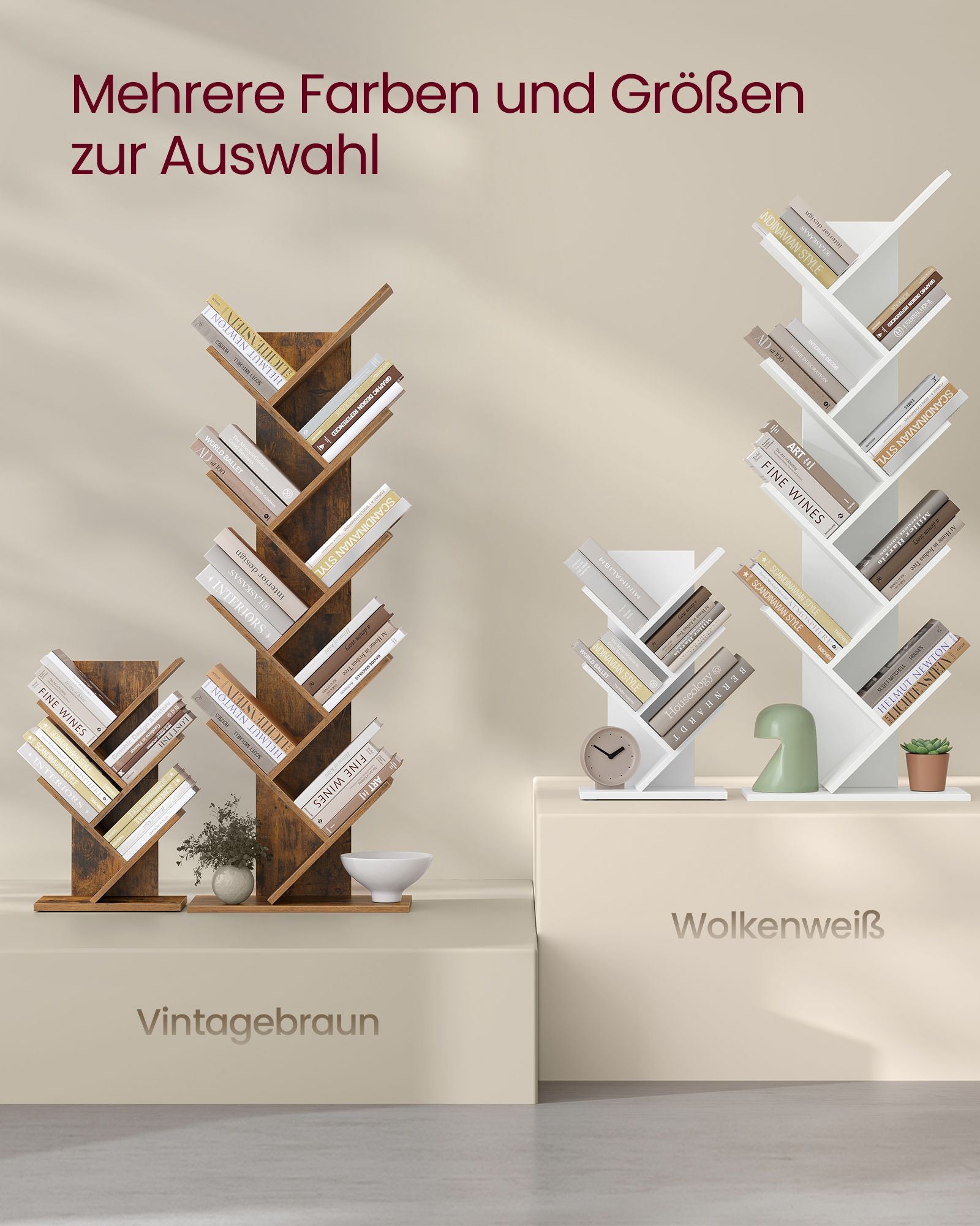Bokhylla - Trädform - Space -Saving - Wolkwit
