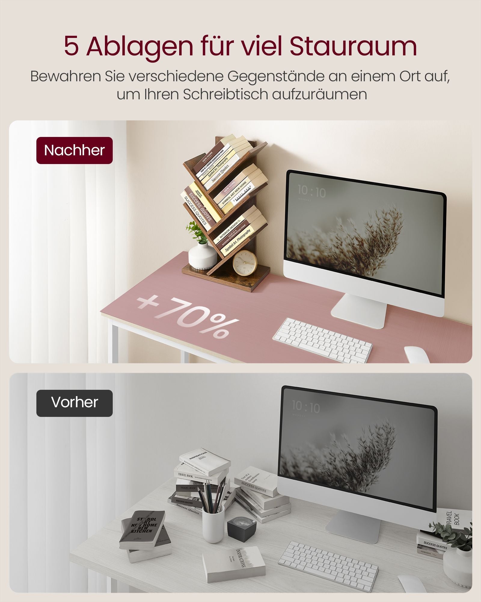 Bokhylla - Trädform - Space -Saving - Vintage Brown