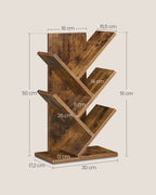 Bokhylla - Trädform - Space -Saving - Vintage Brown