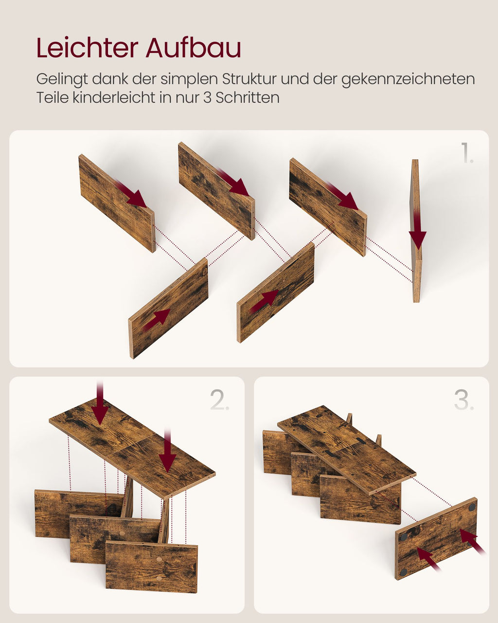 Bokhylla - Trädform - Space -Saving - Vintage Brown