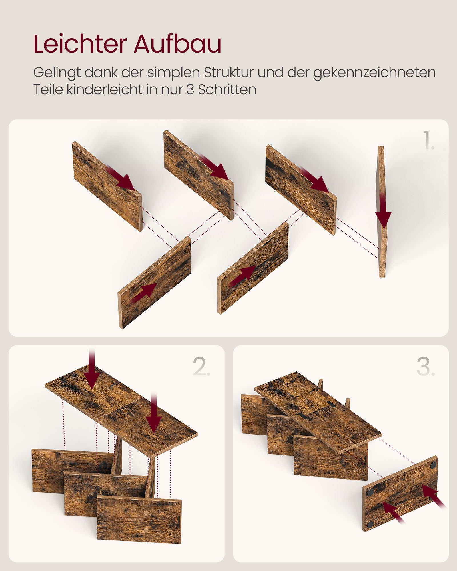Bokhylla – platsbesparande – vintagebrun