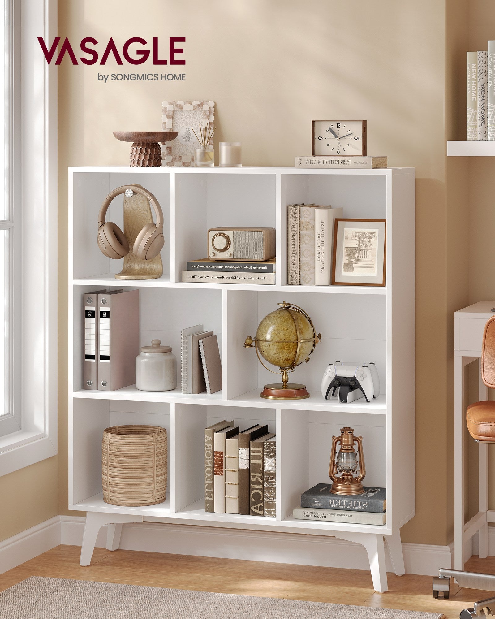 Boekenkast - 8 Vakken - 90 x 107 cm - Smal - Wolkenwit