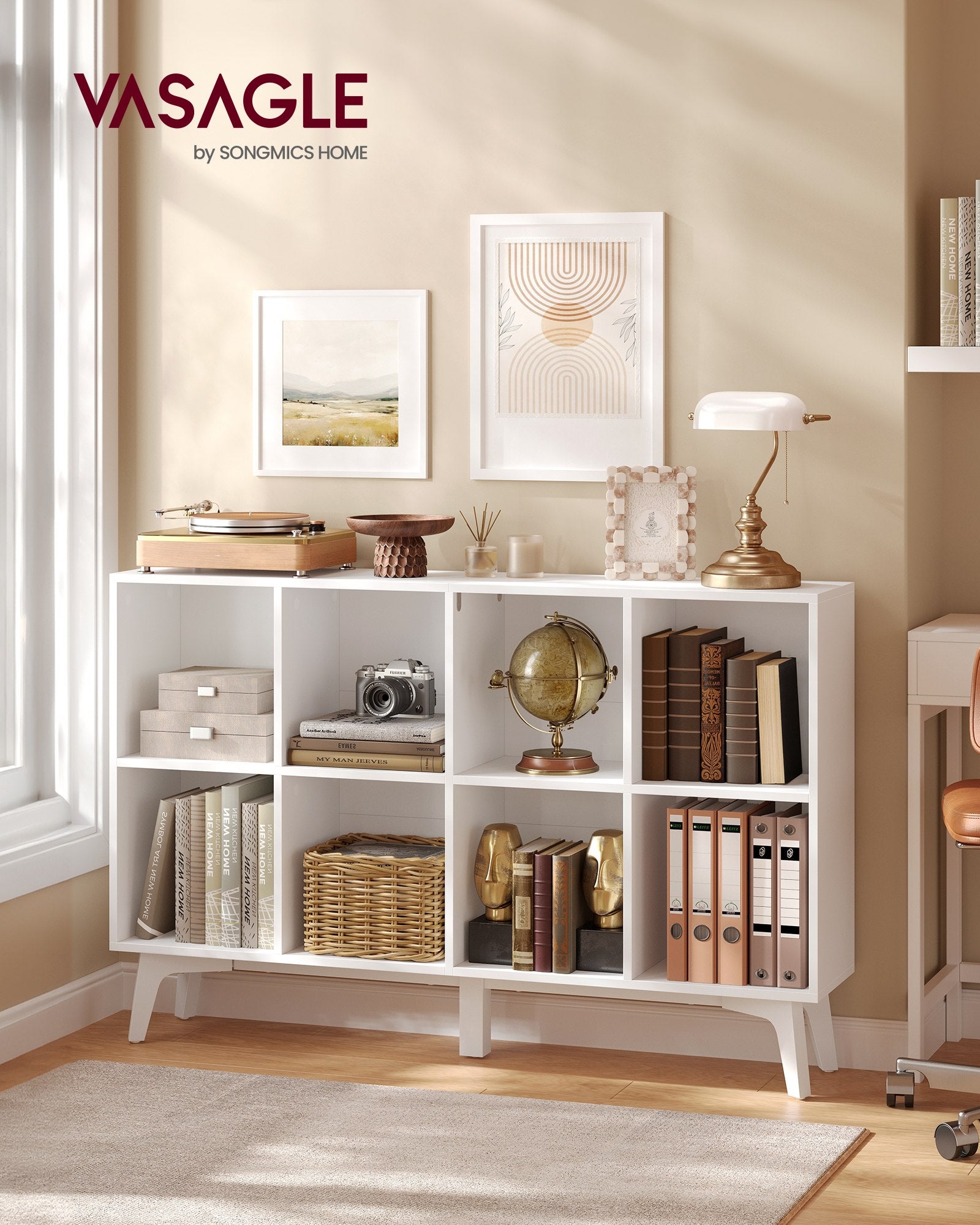 Boekenkast - 8 Vakken - 120 x 77 cm - Smal - Wolkenwit