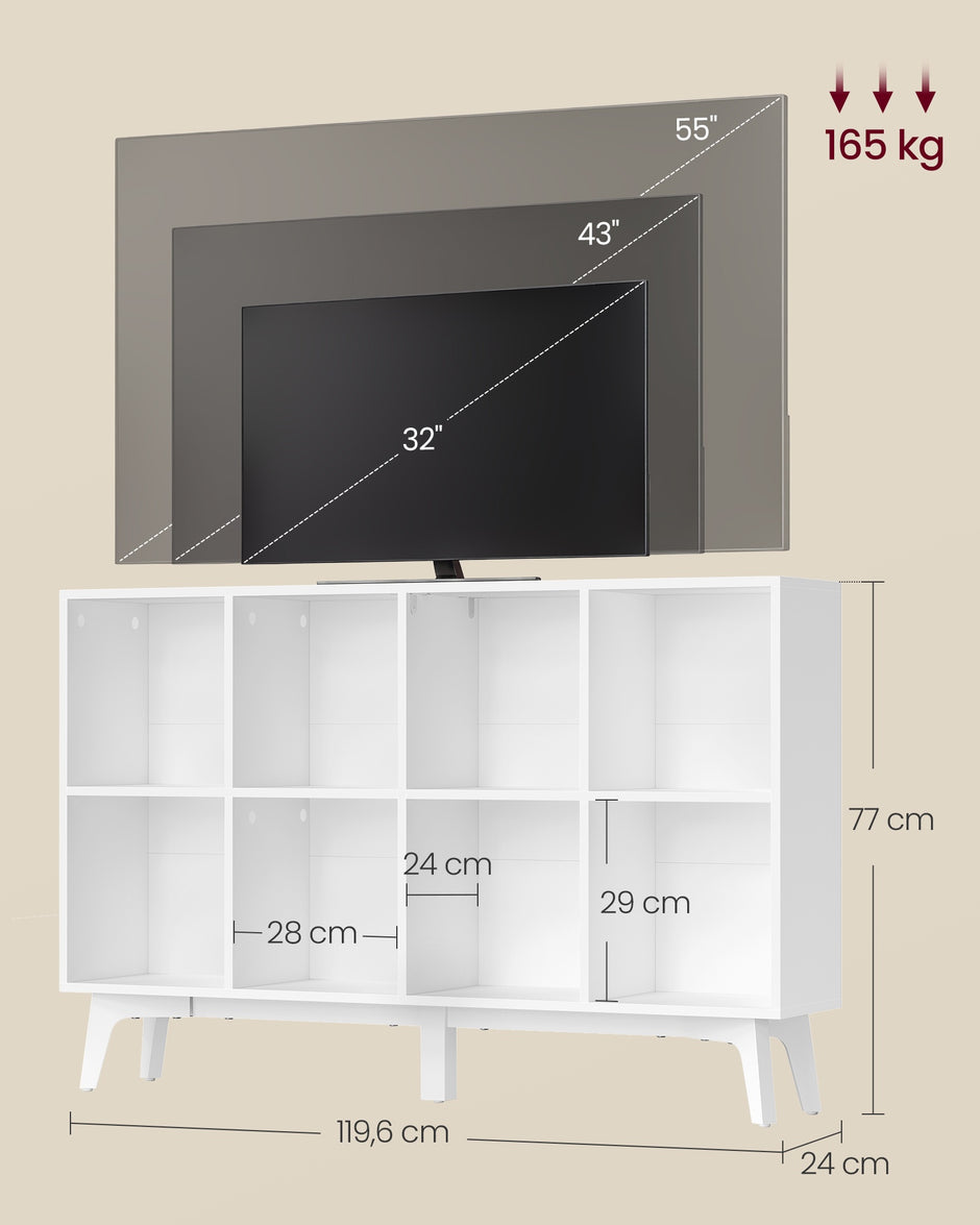 Boekenkast - 8 Vakken - 120 x 77 cm - Smal - Wolkenwit