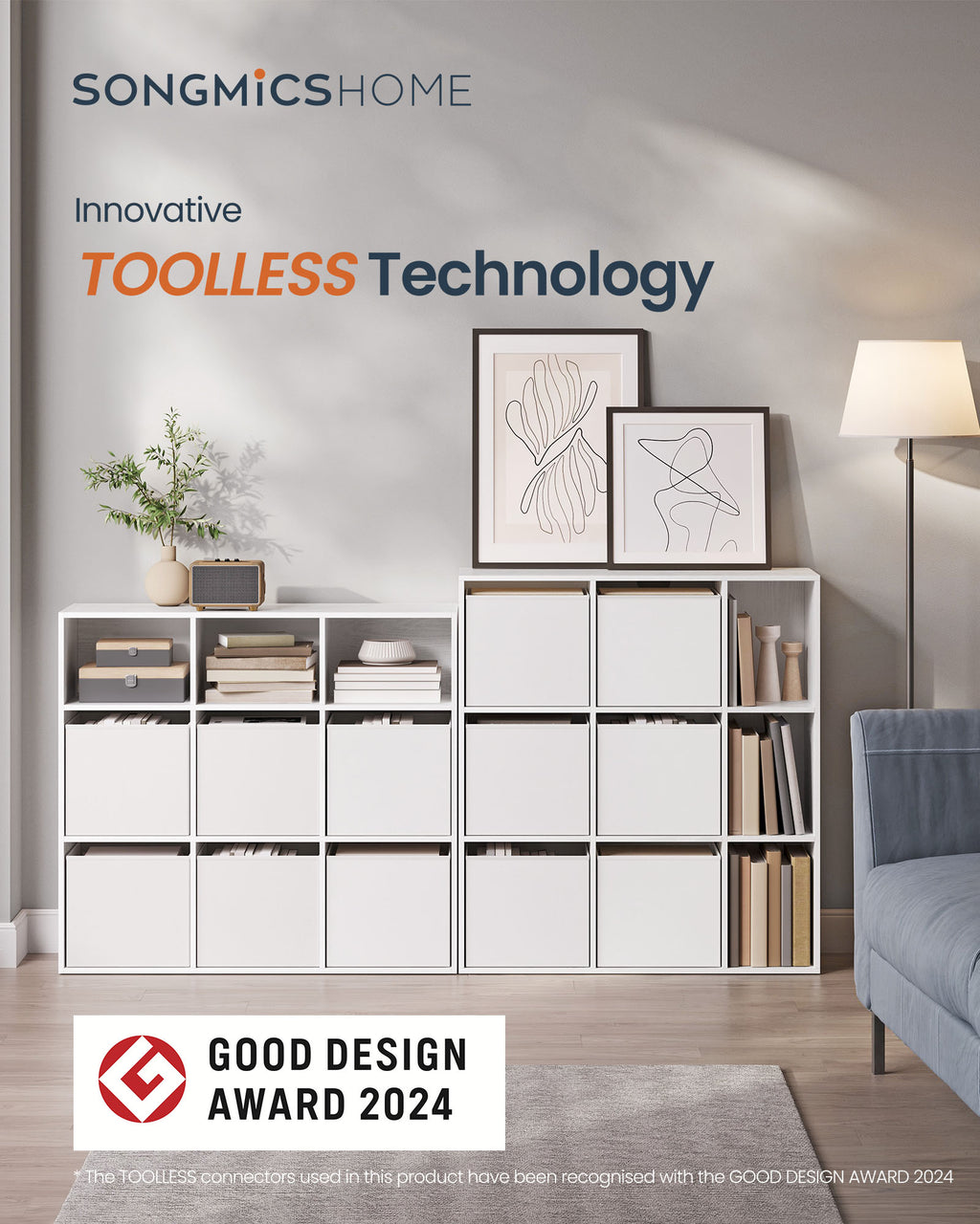 Bokhylla med 6 tyglådor - Toolless - förvaringsmöbler
