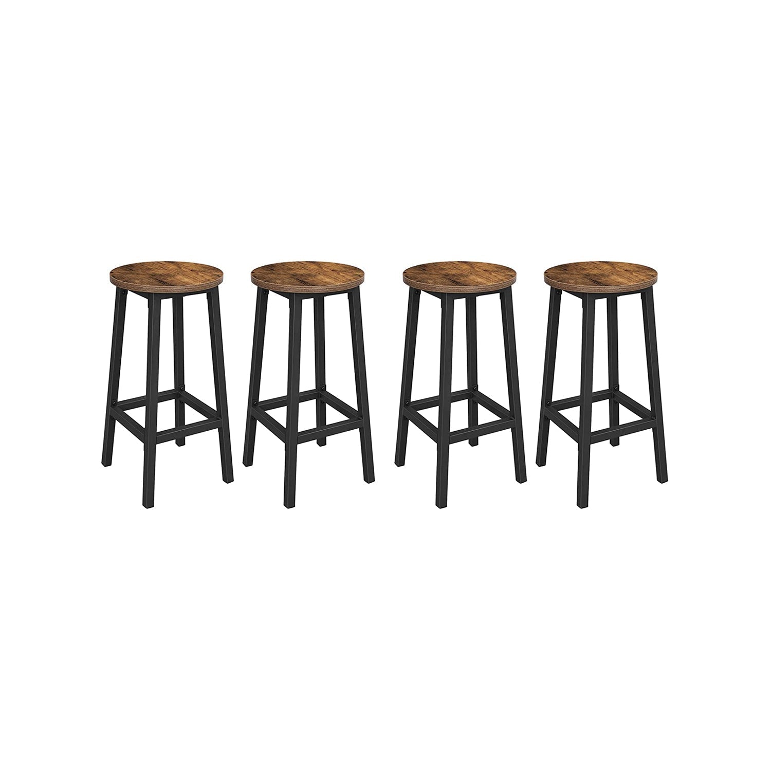 Barstolar - uppsättning av 4 - industriell design - brun / svart