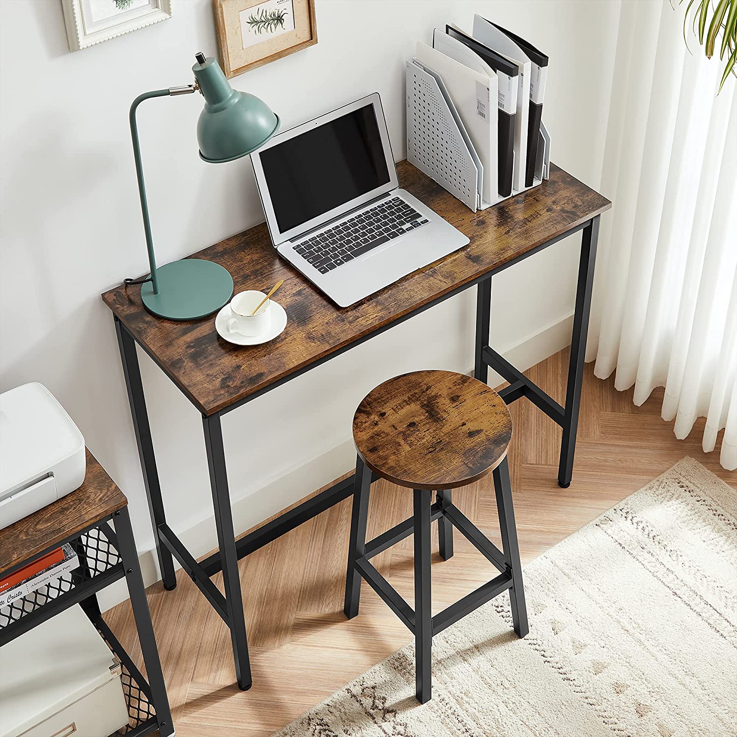 Barstolar - uppsättning av 4 - industriell design - brun / svart