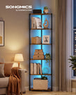 Hoekkast - Met LED-verlichting en 6 Ebenen - Vintagebruin - 24,8 x 48 x 182,1 cm