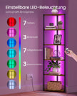 Hoekkast - Met LED-verlichting en 6 Ebenen - Vintagebruin - 24,8 x 48 x 182,1 cm