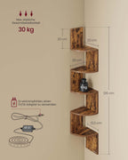 Hörnhylla – LED-belysning – Mångsidig vägghylla – Vardagsrum eller sovrum