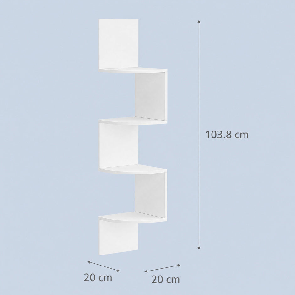 Hoekplank - 4 Etages - Zwevende Wandplank - Voor Boeken