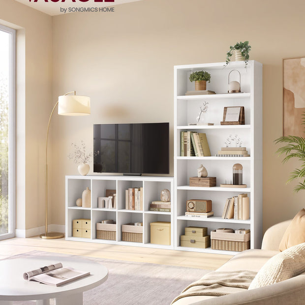 Boekenkast – 6 Planken – Verstelbaar – Met Anti-kantelset – 75 x 24 x 168 cm – Wolkwit