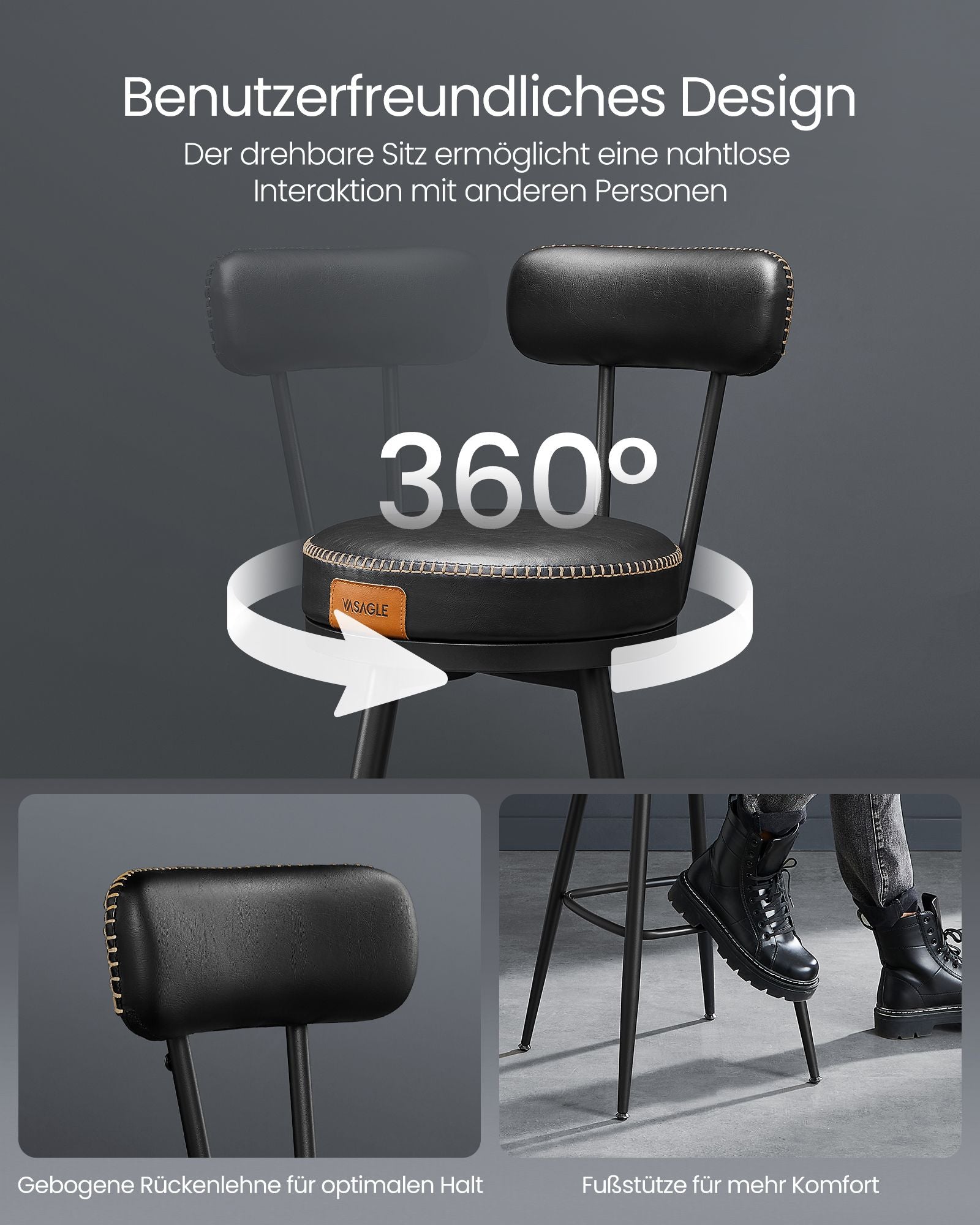 Ekho -samling - Barstolar uppsättning av 2 med roterande ryggstödbläck