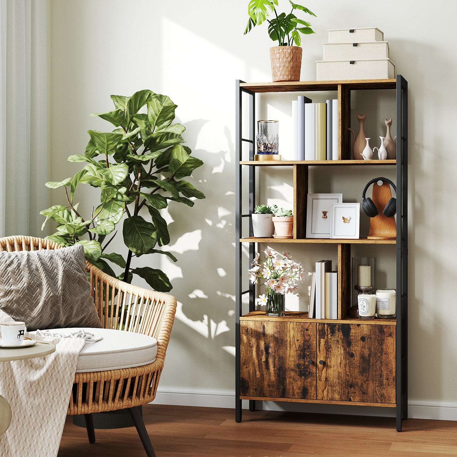 Bokhylla - med 4 hyllor, kompakt och elegant