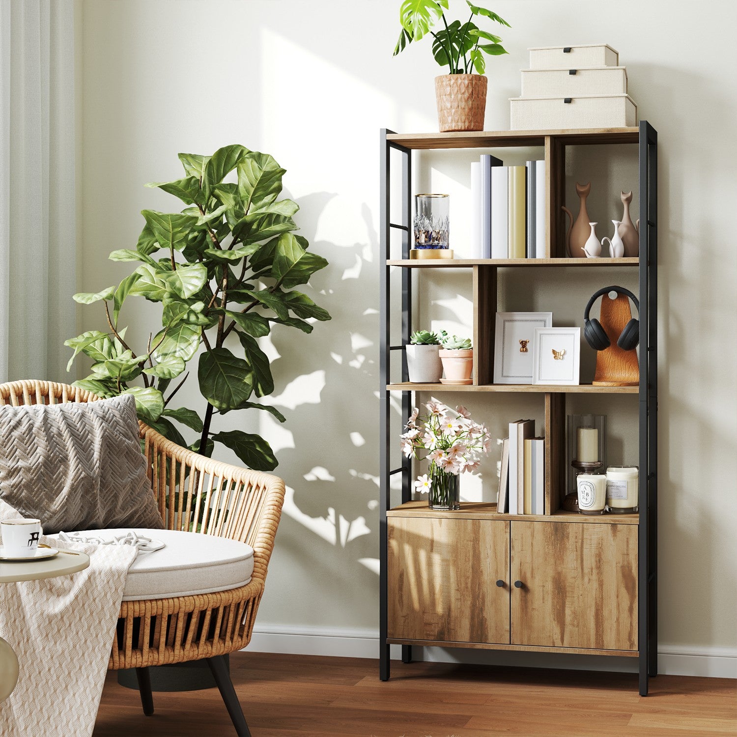 Bokhylla - Med 4 öppna hyllor, modern design