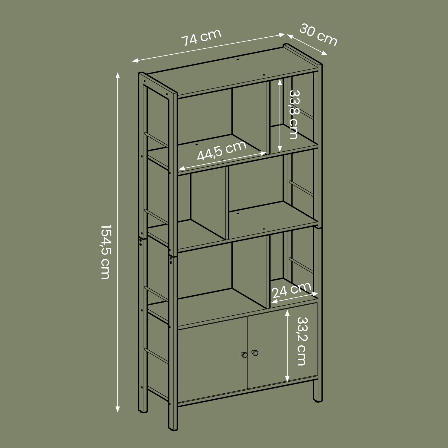 Bokhylla - Med 4 öppna hyllor, modern design