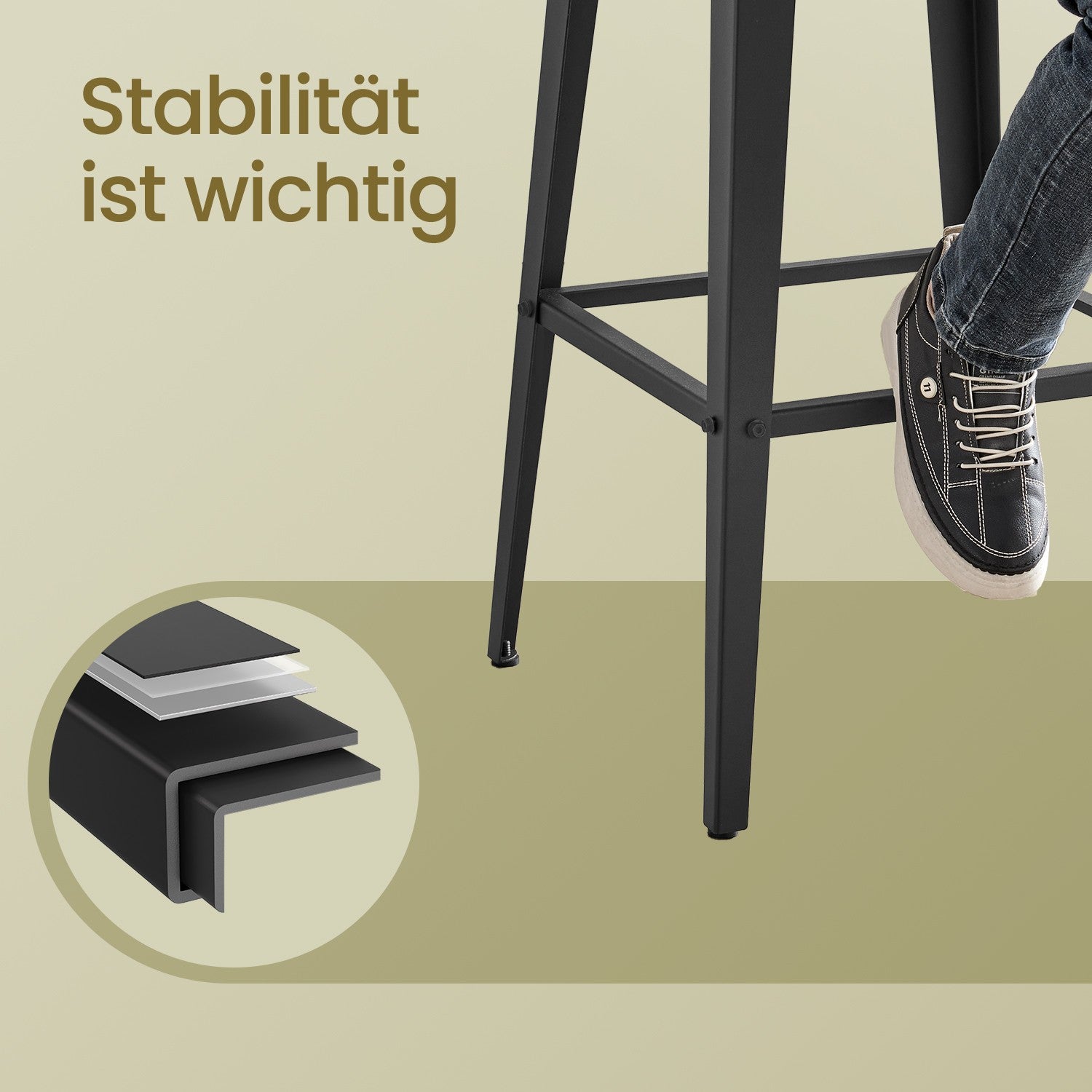 Barstolar - uppsättning av 2 - med ryggstöd - esszwart - bläck -svart