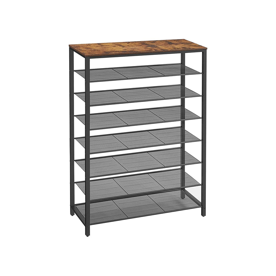 Skoställ – Utrymmesbesparande design – Vintage brun-svart