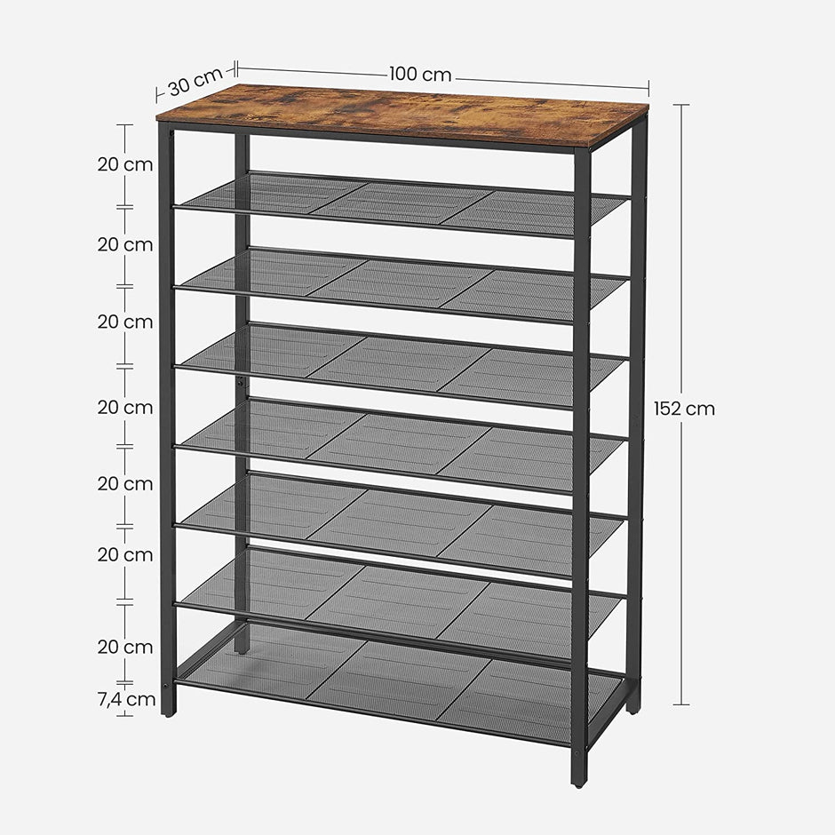 Skoställ – Utrymmesbesparande design – Vintage brun-svart