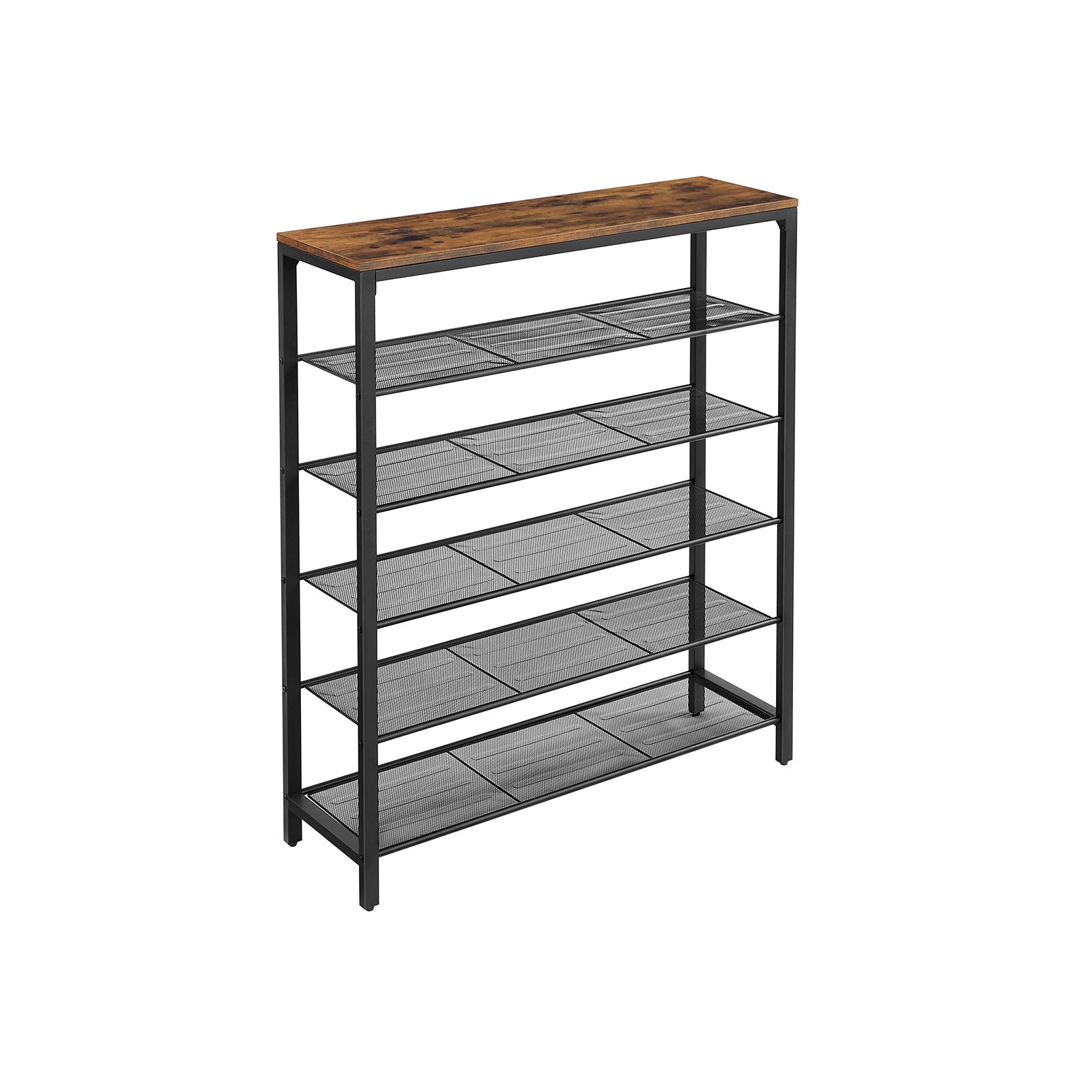 Skoskåp – 5-vånings skoställ – Industriell design – Vintage brun-svart
