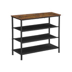 Shoe Rack - med 3 hyllor - skoskåp - polyestertyg - metallram - brun / svart