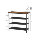 Shoe Rack - med 3 hyllor - skoskåp - polyestertyg - metallram - brun / svart