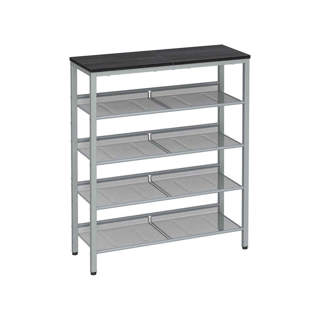Shoe Rack med 5 nivåer och yta för väskor - Industrial - brun / svart