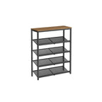 Shoe Rack med 5 nivåer och yta för väskor - Industrial - brun / svart
