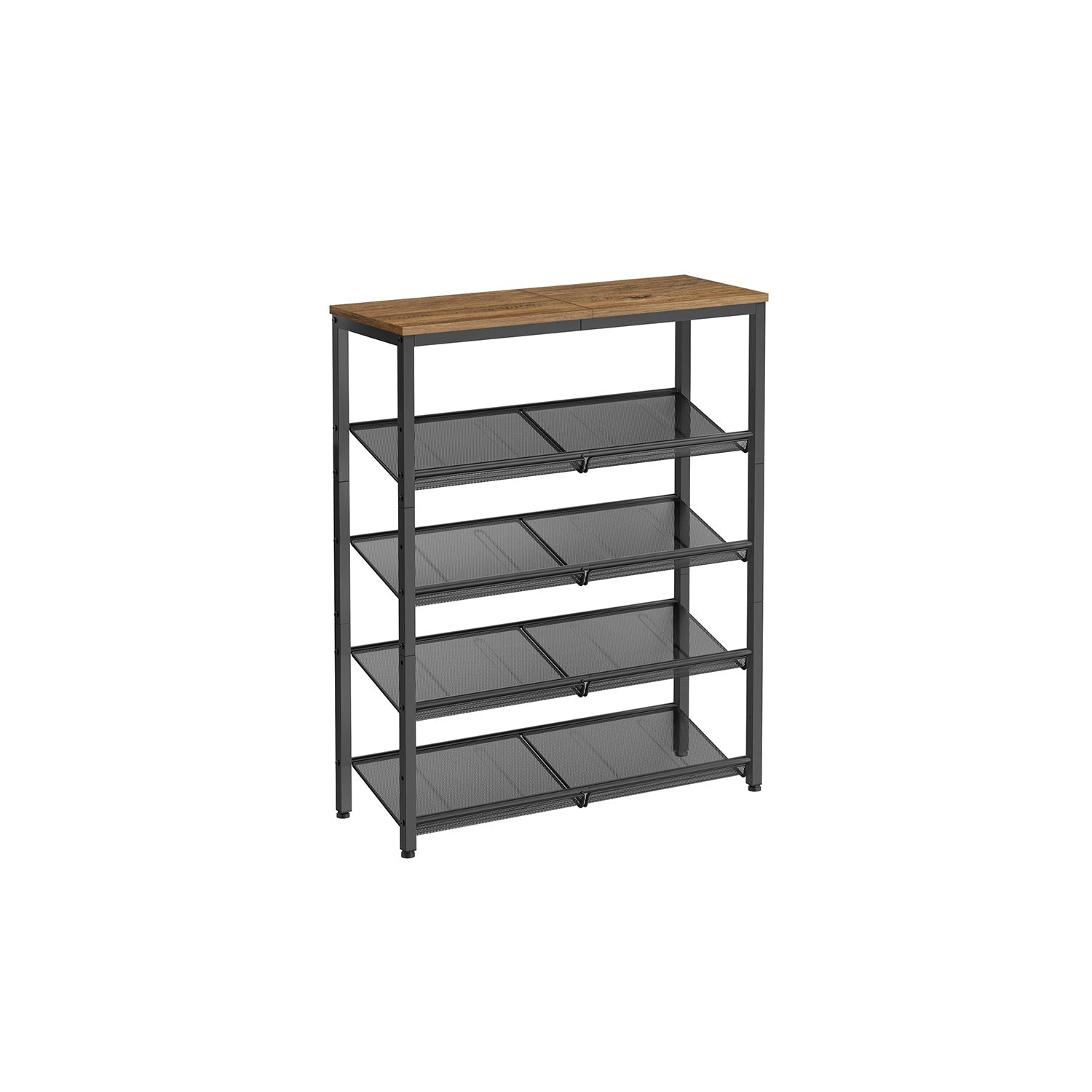 Shoe Rack med 5 nivåer och yta för väskor - Industrial - brun / svart