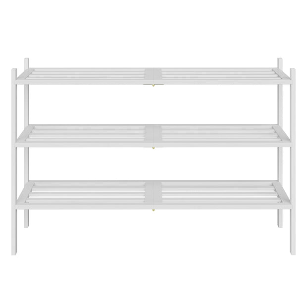 Schoenenrek - 25 x 70 x 51,5 cm - Stapelbaar - Bamboe - Wit - Max. draagkracht 30 kg