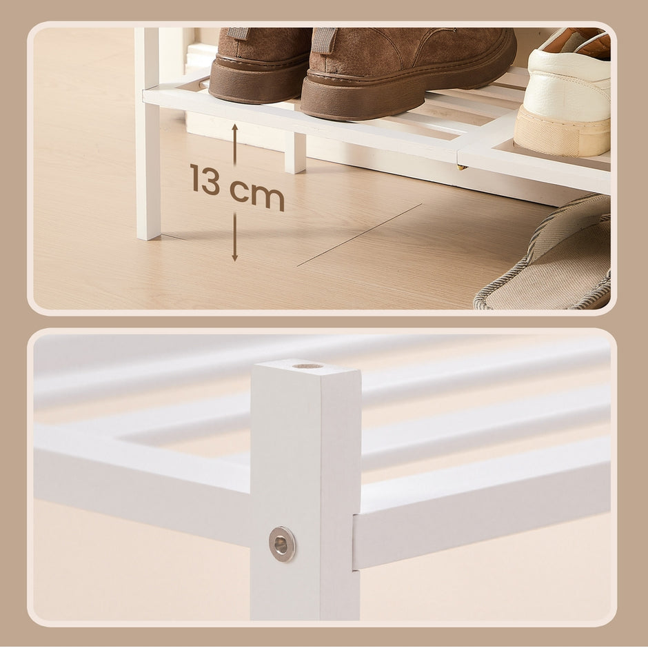 Schoenenrek - 25 x 70 x 51,5 cm - Stapelbaar - Bamboe - Wit - Max. draagkracht 30 kg