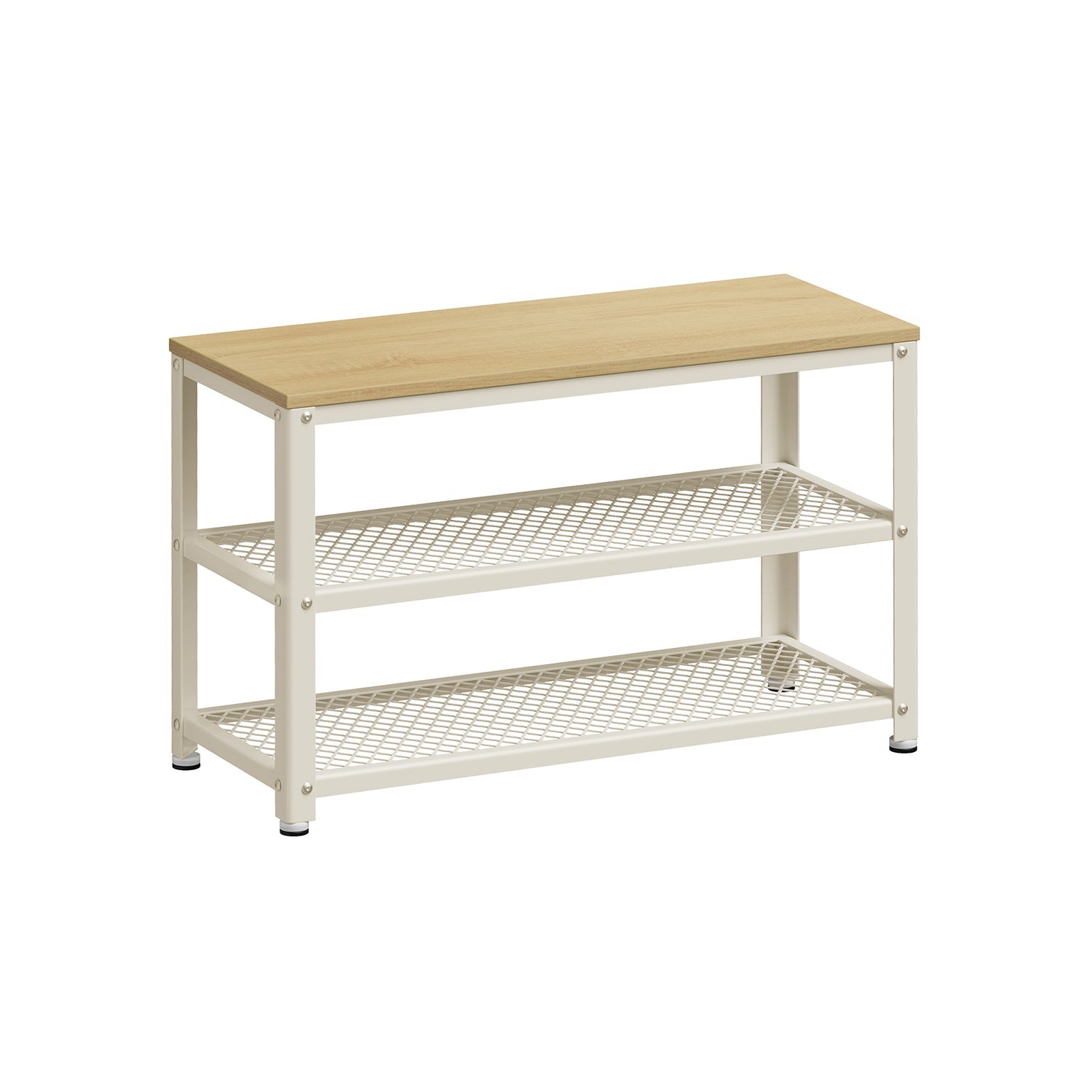 Skobänk – 2 hyllor – vintage brun/svart
